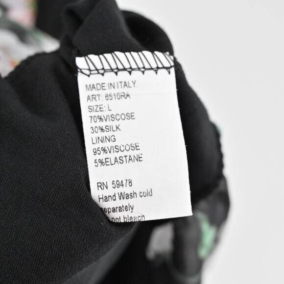 ELENA BALDI Silk Maxi Dress Size L Black Floral Chiffon‎ Sleeveless V Neck Italy - Picture 7 of 13